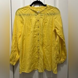By‎ Malene Birger Yellow Button-Down Shirt 100% Cotton